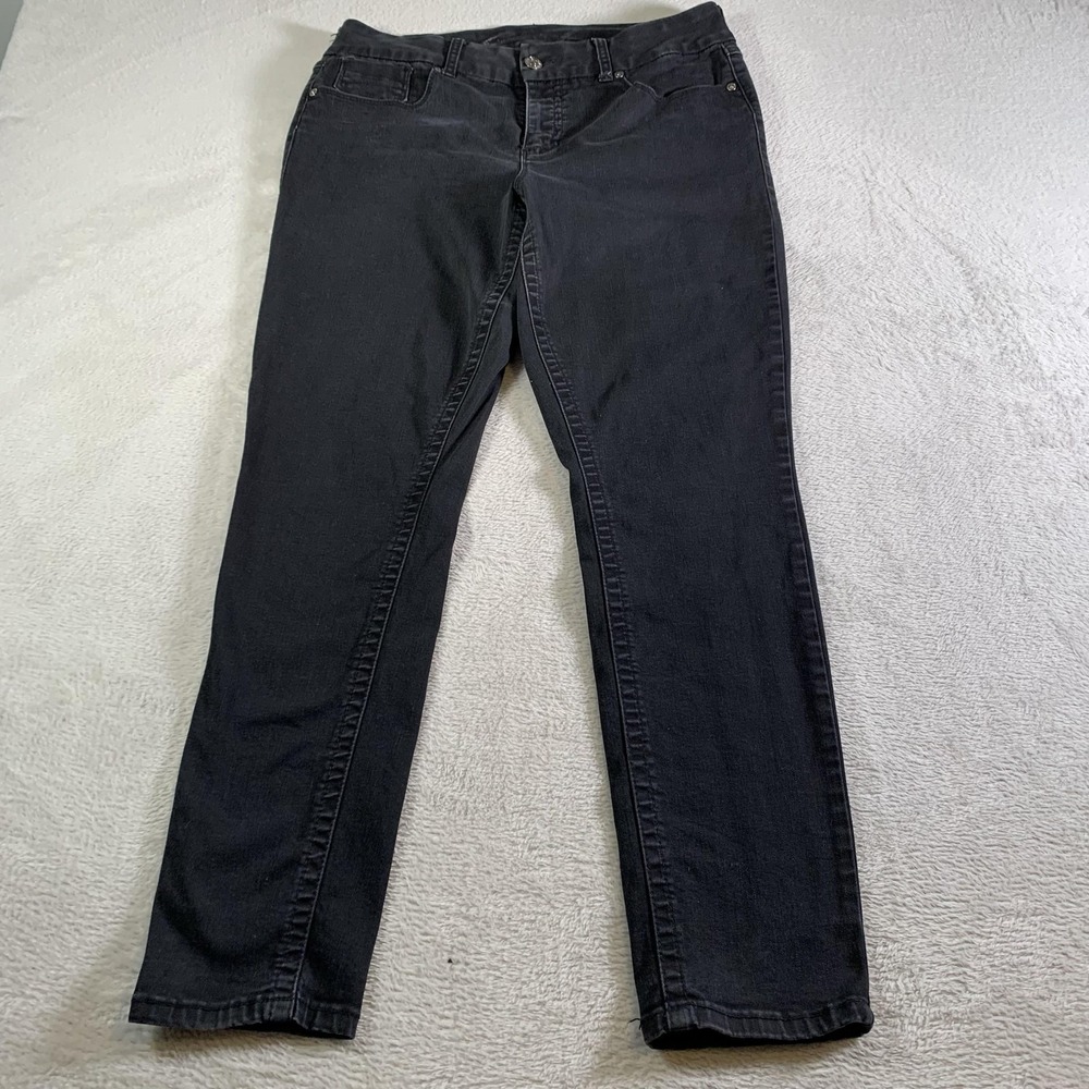 Seven7 Jeans Womens 16 Black Wash Mid Rise Skinny Stretch Tummyless Dark Wash